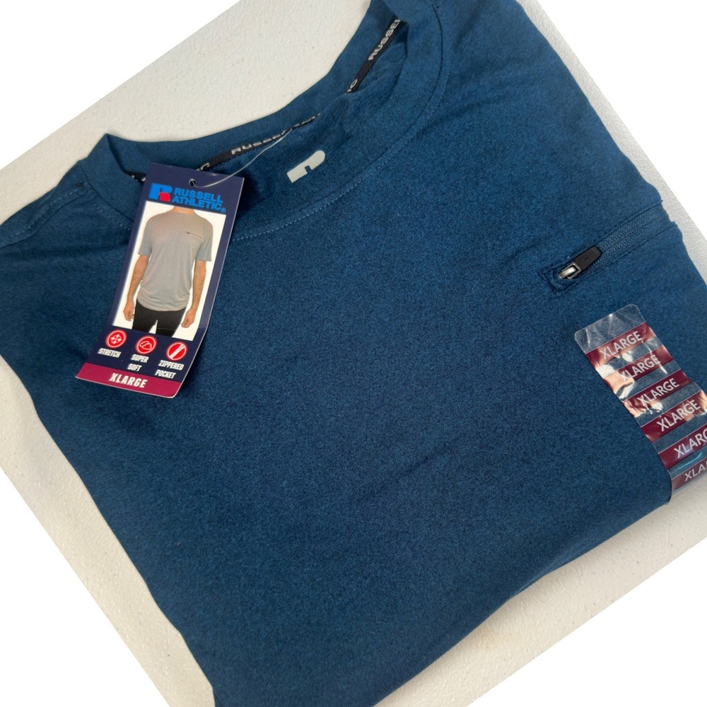 Russell‎ Athletic T-Shirt XL Blue Opal Heather Polyester Spandex Dri-POWER New